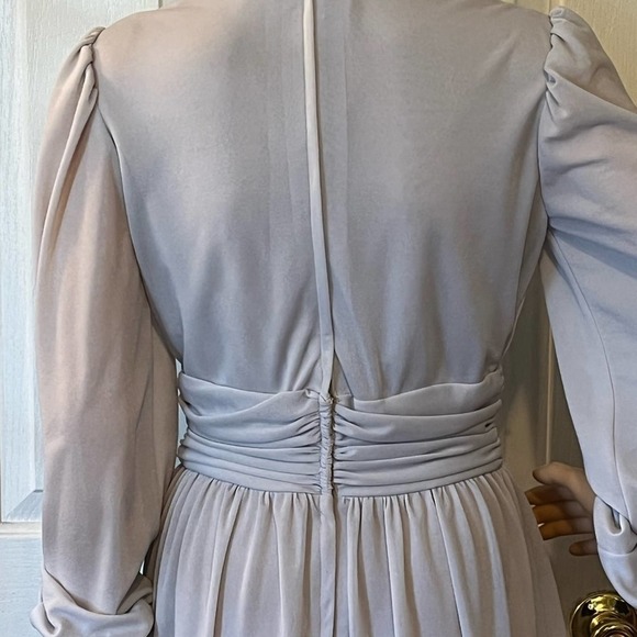 Vintage 60s Gray Long Sleeve Evening Dress - Picture 5 of 8